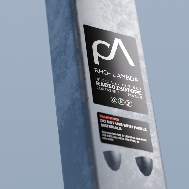 On the side of the Container Module, compatibility and safety notification stickers.